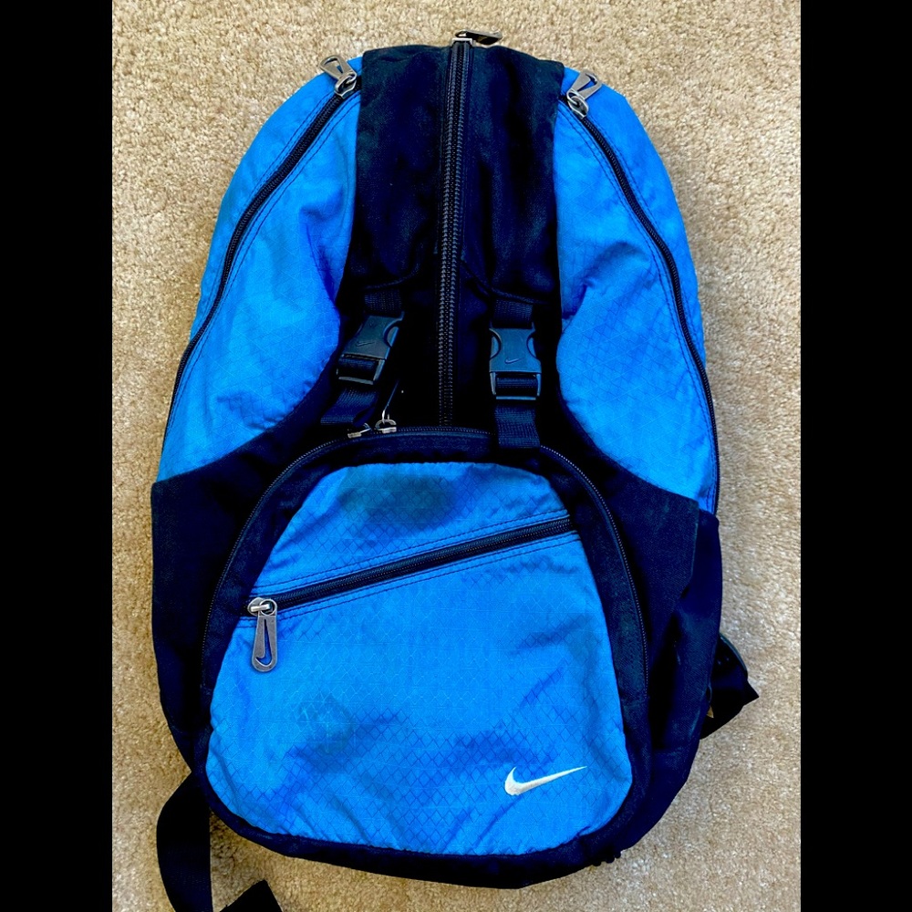 Nike blue honeycomb nylon backpack